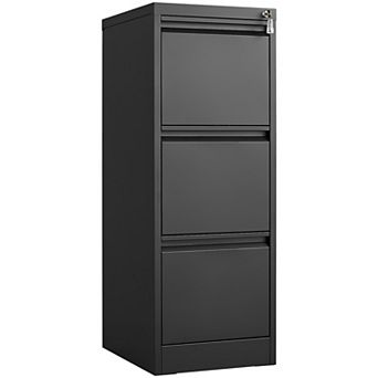 3-Drawer Vertical File Cabinet with Locking Mechanism for Letter, A4, and Legal Size Documents
