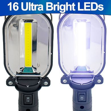 Cordless Magnetic LED Work Light with 500 Lumens Protective Cage for Garage, Camping, Emergencies