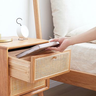 Nordic Modern Solid Wood Nightstand Simple Bedside Cabinet Storage