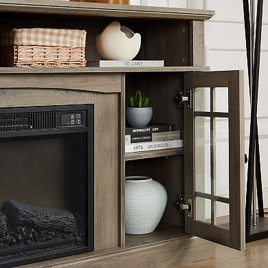 Storage Cabinet with 23" Electric Fireplace TV Stand