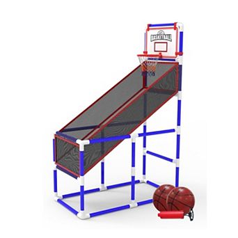 Kids Basketball Game Set with 2 Balls & Adjustable Hoop Indoor/Outdoor Toy for Ages 3-12