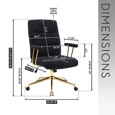 GOODSILO Modern Textured Boucle Fabric Office Chair with Adjustable Height and Padded Armrests