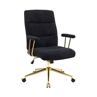 Modern Textured Boucle Fabric Office Chair with Adjustable Height and Padded Armrests