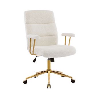 Modern Textured Boucle Fabric Office Chair with Adjustable Height and Padded Armrests