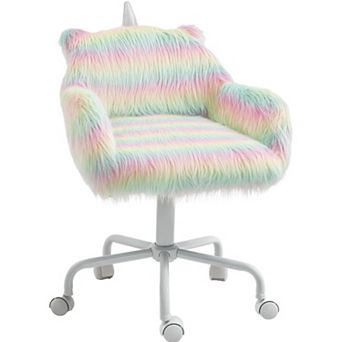 Whimsical Plush Unicorn Swivel Chair with Adjustable Height and Colorful Design