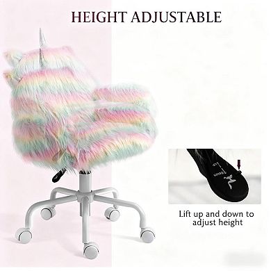 Whimsical Plush Unicorn Swivel Chair with Adjustable Height and Colorful Design