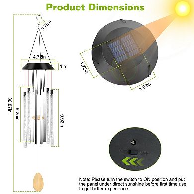Solar Wind Chime Lights, 7-Color Changing Hanging Lamps with Dual Pendants, IP65 Waterproof for Gard