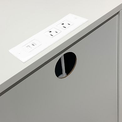 Modern White 3 Drawer Charging Nightstand USB Power Outlets