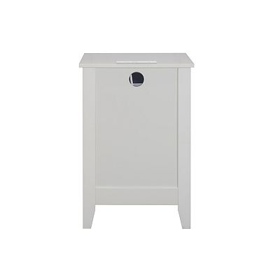 Modern White 3 Drawer Charging Nightstand USB Power Outlets