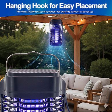 Electric Bug Zapper UV Mosquito Fly Killer, Removable Tray Hanging Hook for Patios Porches & Yards