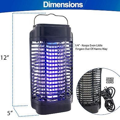 Electric Bug Zapper UV Mosquito Fly Killer, Removable Tray Hanging Hook for Patios Porches & Yards