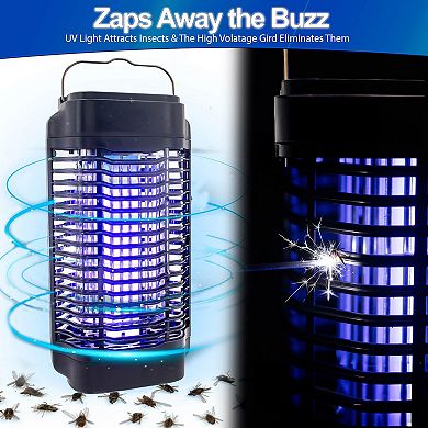 Electric Bug Zapper UV Mosquito Fly Killer, Removable Tray Hanging Hook for Patios Porches & Yards