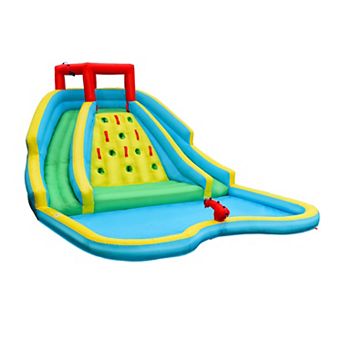 Inflatable Water Park Bounce House with Double Slide and Climbing Wall with 735W Blower