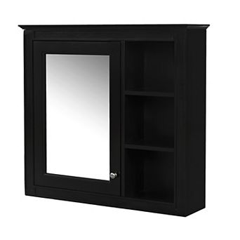 Wall Mounted Medicine Cabinet with Mirror and 3 Open Shelves, Bathroom Storage