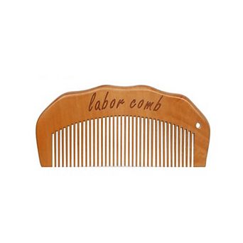 Wooden Labor Comb Set with Smooth Wide-Fine Teeth and Engraved Comfort Grip Design, Storage Case