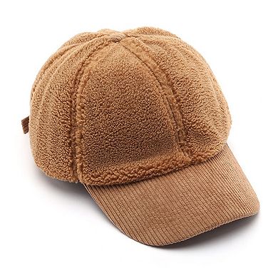Plush High Pile Fleece Baseball Cap with Soft Textured Panels and Ribbed Brim Detail