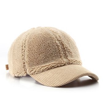 Plush High Pile Fleece Baseball Cap with Soft Textured Panels and Ribbed Brim Detail