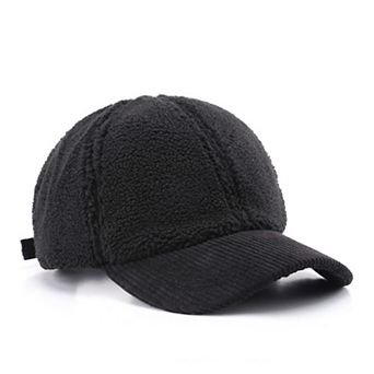 Plush High Pile Fleece Baseball Cap with Soft Textured Panels and Ribbed Brim Detail