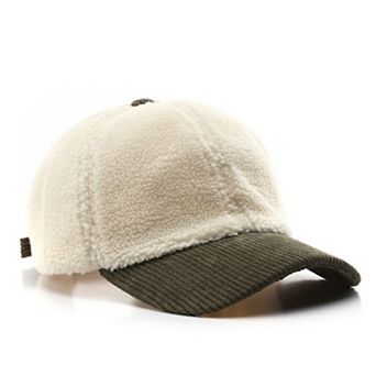 Plush High Pile Fleece Baseball Cap with Soft Textured Panels and Ribbed Brim Detail