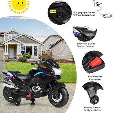 12V Kids Electric Ride-On Motorcycle - Black