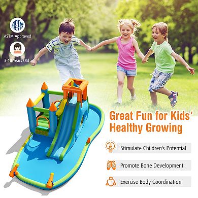 Inflatable Water Slide and Bounce House with Splash Pool - No Blower