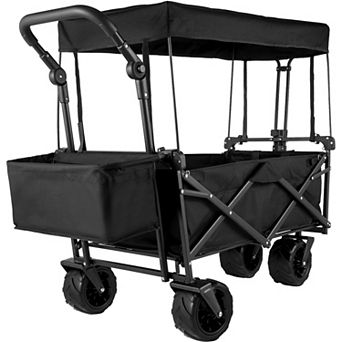 Extra Large Garden Cart with Removable Canopy & Rear Storage Compartment