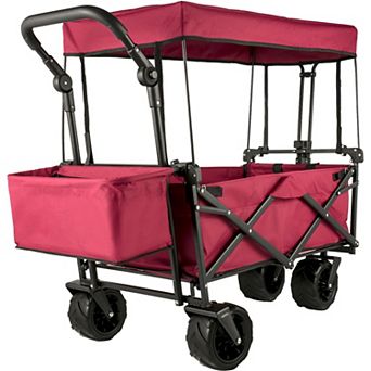 Extra Large Garden Cart with Removable Canopy & Rear Storage Compartment