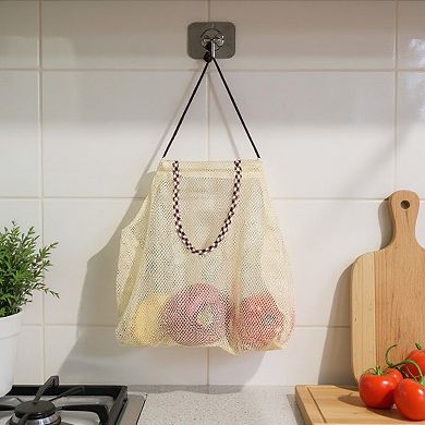Women's Hanging Mesh Storage Bag with Reinforced Checked Handles Breathable Lightweight Organizer