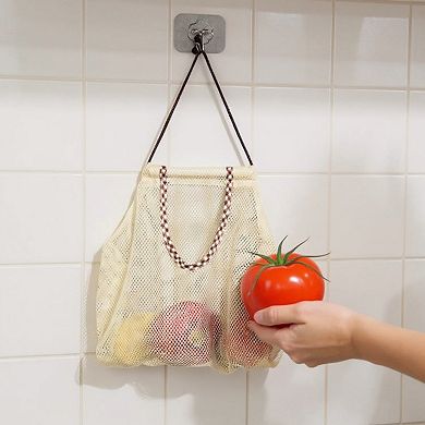 Women's Hanging Mesh Storage Bag with Reinforced Checked Handles Breathable Lightweight Organizer