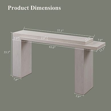 Modern 63" Console Table for Entryway, Narrow Entryway Hallway Couch Table