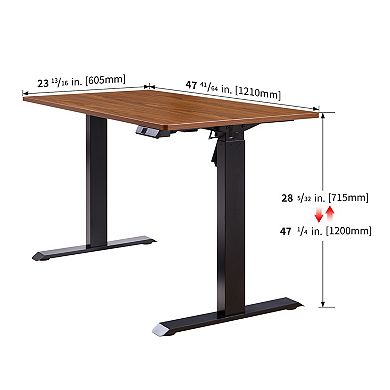 GOODSILO Electric Height Adjustable Standing Desk with Spacious Mahogany Top for Home Office