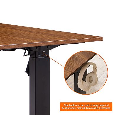 GOODSILO Electric Height Adjustable Standing Desk with Spacious Mahogany Top for Home Office