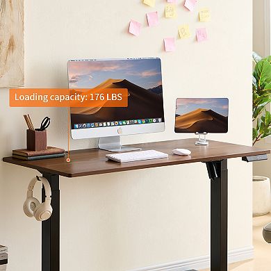 GOODSILO Electric Height Adjustable Standing Desk with Spacious Mahogany Top for Home Office