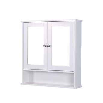 Wall Mounted Bathroom Cabinet with 2 Mirror Doors and Adjustable Shelf