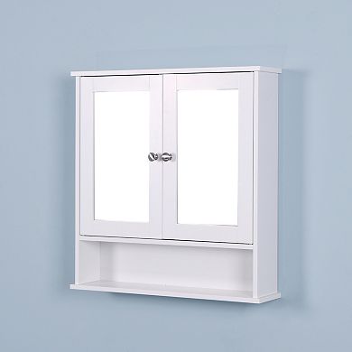 Wall Mounted Bathroom Cabinet with 2 Mirror Doors and Adjustable Shelf