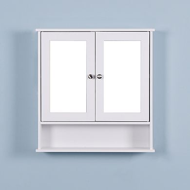 Wall Mounted Bathroom Cabinet with 2 Mirror Doors and Adjustable Shelf