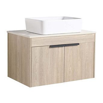 Floating Vanity with Ceramic Basin and Soft-Close Door, 2 pc Set