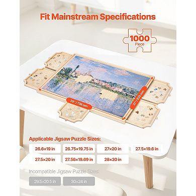 1000-Piece Rotating Puzzle Board 29"x21" with Drawers and Cover