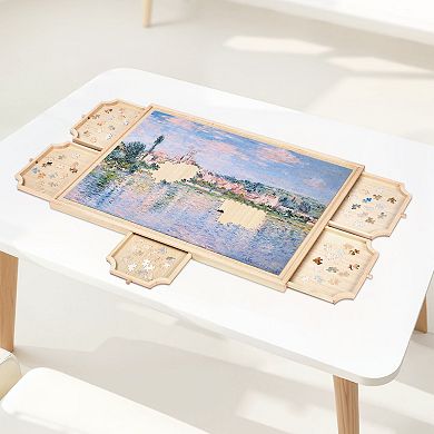 1000-Piece Rotating Puzzle Board 29"x21" with Drawers and Cover