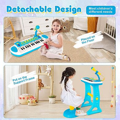 31-Key Kids Piano Keyboard Toy with Mic and Sounds for Ages 3+ - Blue
