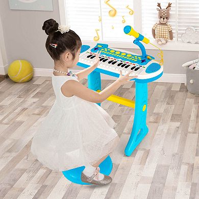 31-Key Kids Piano Keyboard Toy with Mic and Sounds for Ages 3+ - Blue
