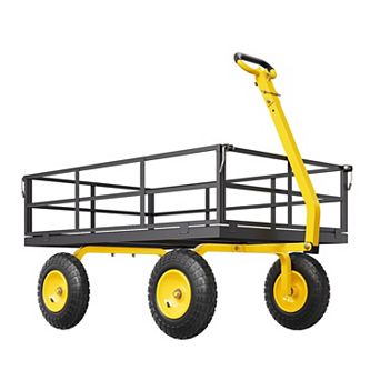 1200 lb Heavy-Duty Steel Garden Cart with 13" All-Terrain Tires & Convertible Mesh Sides