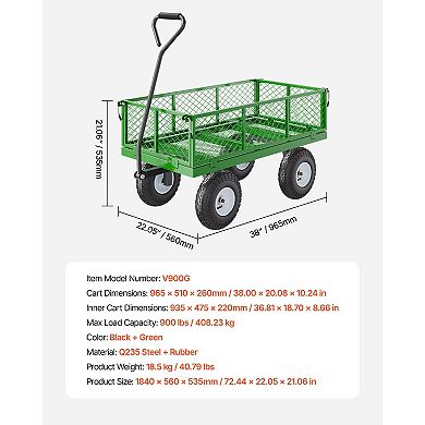 Heavy-Duty Utility Wagon with Removable Sides & 180° Handle