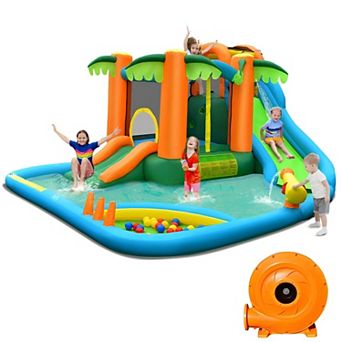 Inflatable Jumping Castle Bounce House with Dual Slides and 480W Blower