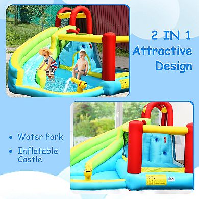 6-in-1 Inflatable Bounce House with Basketball Hoop - No Blower