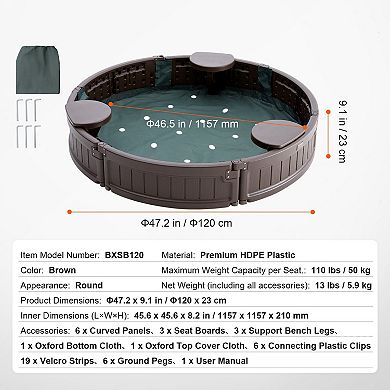Round Sandbox with Cover and Corner Seating