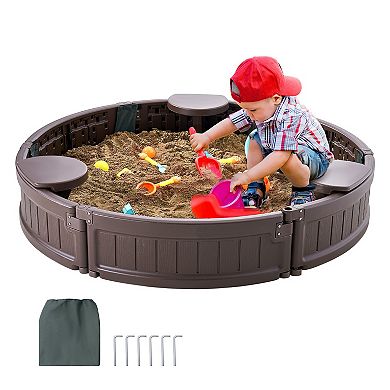 Round Sandbox with Cover and Corner Seating