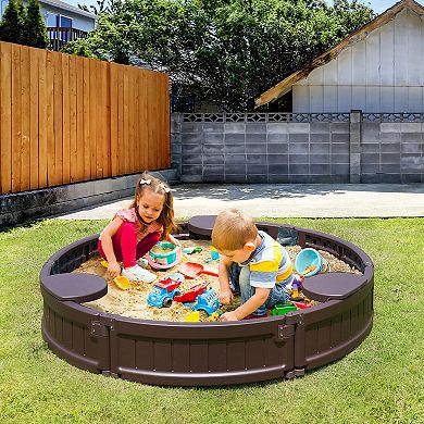 Round Sandbox with Cover and Corner Seating