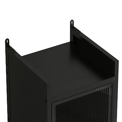 Modern Four-Tier Glass Door Cabinet with Five-Tier Storage