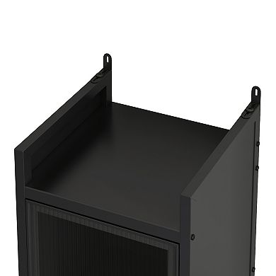 Modern Three-Tier Glass Door Cabinet with Four-Tier Storage